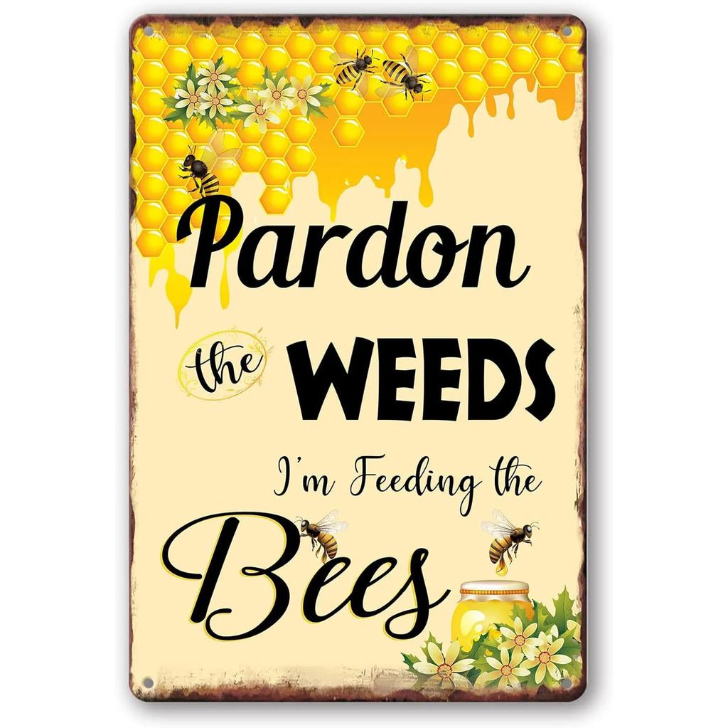 Metal Tin Signs Feeding The Bees Wall Decoration Plaque Vintage Art Poster Iron Painting for Man Cave Home Cafe Garden Club Bar
