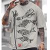 Men's T-shirt short-sleeved tops Japanese style Ukiyo-e clothing