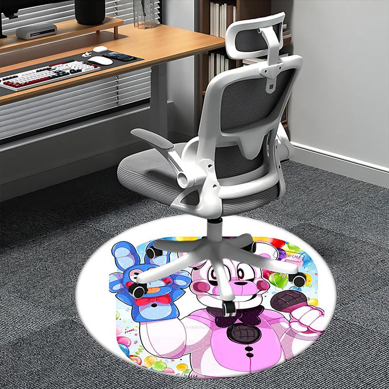 

Blue Bunny,Pink Bear Chair mat Round Rug Office carpet, Machine Washable, Non slip, Suitable for Living Rooms, Bedrooms 80cm