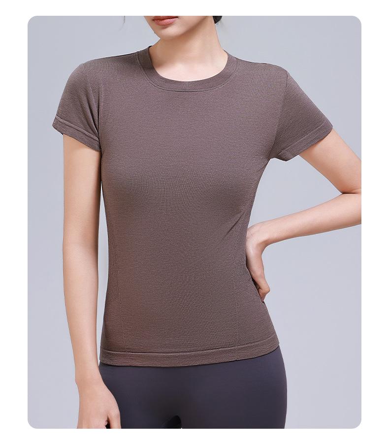 Damen Yoga T-Shirt aus Merinowolle - Schnelltrocknend, Hohe Elastizität, Figurschmeichelnd, Kurzarm