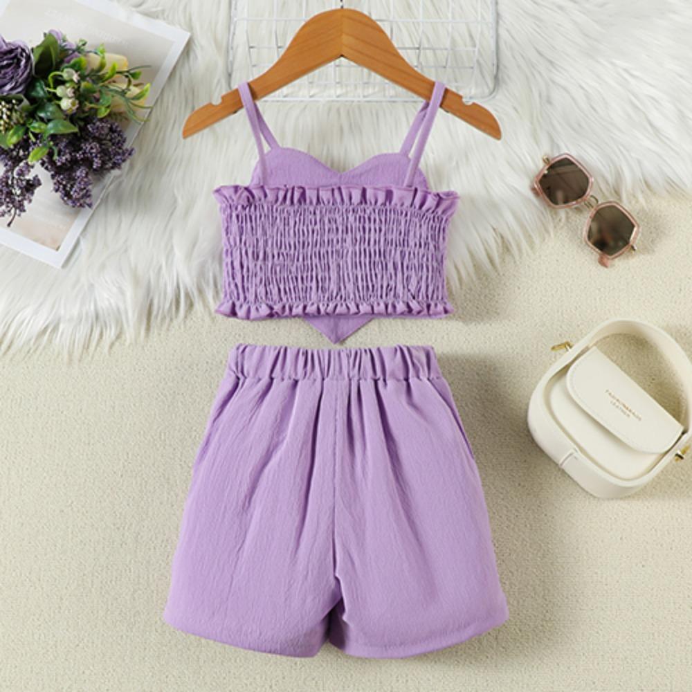 2-6J Kinder Sommerkleider für Mädchen Neu Fliegenärmel Neckholder Schleife Top + Rock Anzug Personalisierte Kleidung