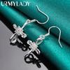 925 Sterling Silver Bowknot Zircon Earrings For Women Charm Jewelry