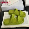 Fashion Fashion Thick Soled Ladies Flats Slippers Shoes Square Toe Footwear Flock Women Flats Slippers Female Slides Sandals Shoes