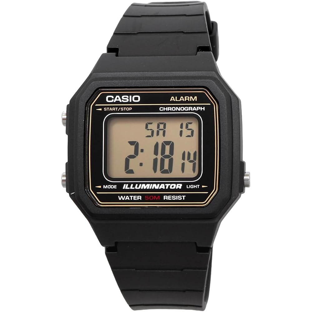 Casio Standard Digital Men's Watch W-217H-9AV Black Gold LCD Overseas Model
