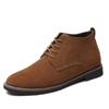 Fashion High Top Casual Shoes genuine leather men boots all season work shoes male lace up for man ankle boots with fur black size 38-45