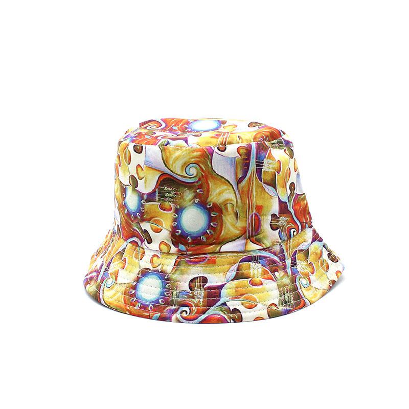 Bucket Hat Women'S Spring And Summer Outdoor Printed Cotton Double-Sided Foldable Men'S Sun Protection Hat Fishing Shade Basin Hat