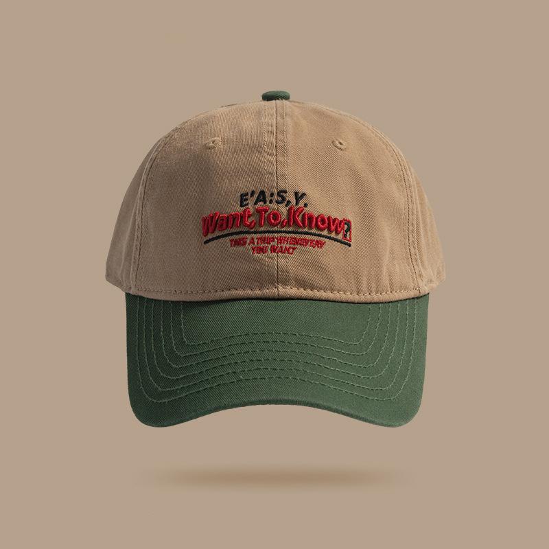 Retro color matching letter embroidery baseball cap female spring and summer versatile face small soft top cap male