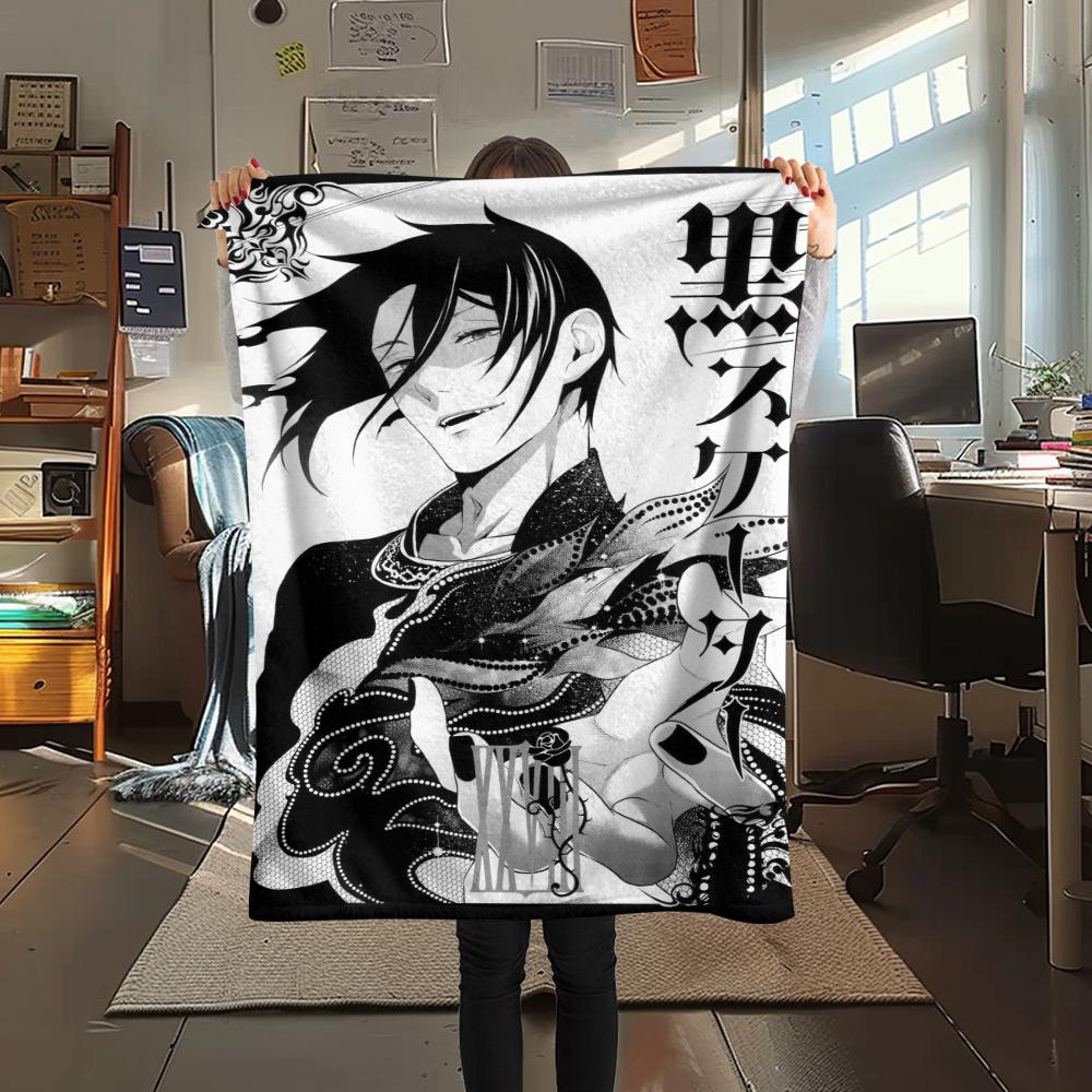 Coperta in Flanella con Stampa Black Butler, Alta qualità Confortevole per Tutte le Stagioni, Decorazione per la Casa, Calore e Comfort, Perfetta per Regali di Natale08