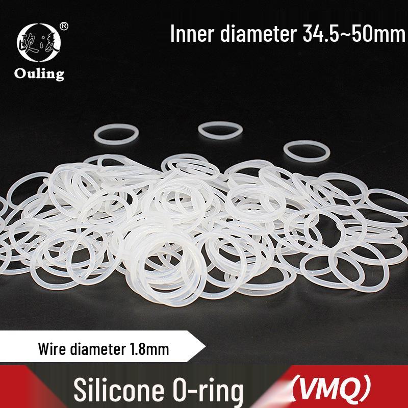 White Silicone O-ring with Multiple Inner Diameters (34.5 to 50 mm) and 1.8 mm Thickness ID 34.5mm (5 pcs) White Silicone O-ring