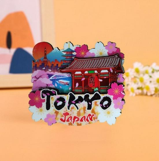 Japanese Epoxy Wood Refrigerator Magnets - Cute Cartoon Cultural Souvenirs, Soft Magnetic