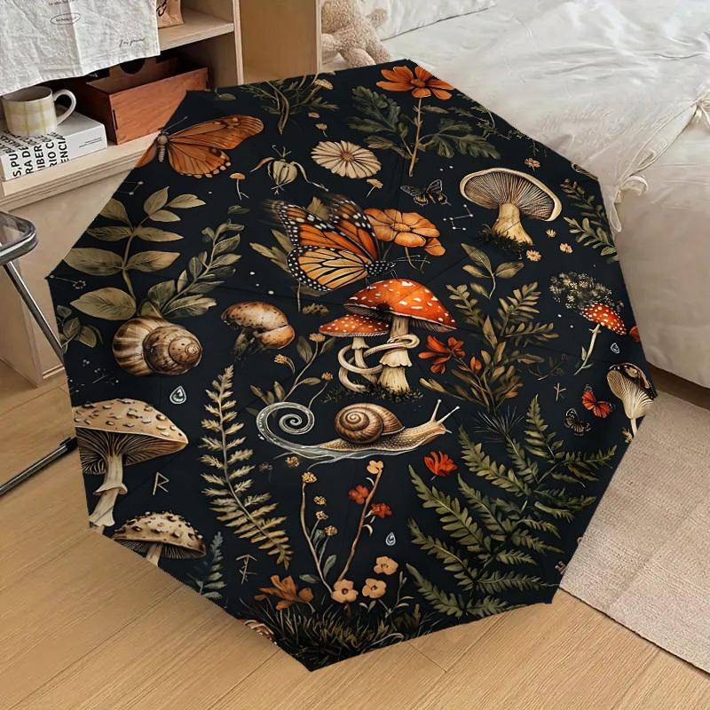 1PC Mushrooms Flowers Umbrella-8-Rib Reinforced Portable Folding Travel Suitable for All Seasons Outdoor Daily Use Is an Ideal Choice -K0377