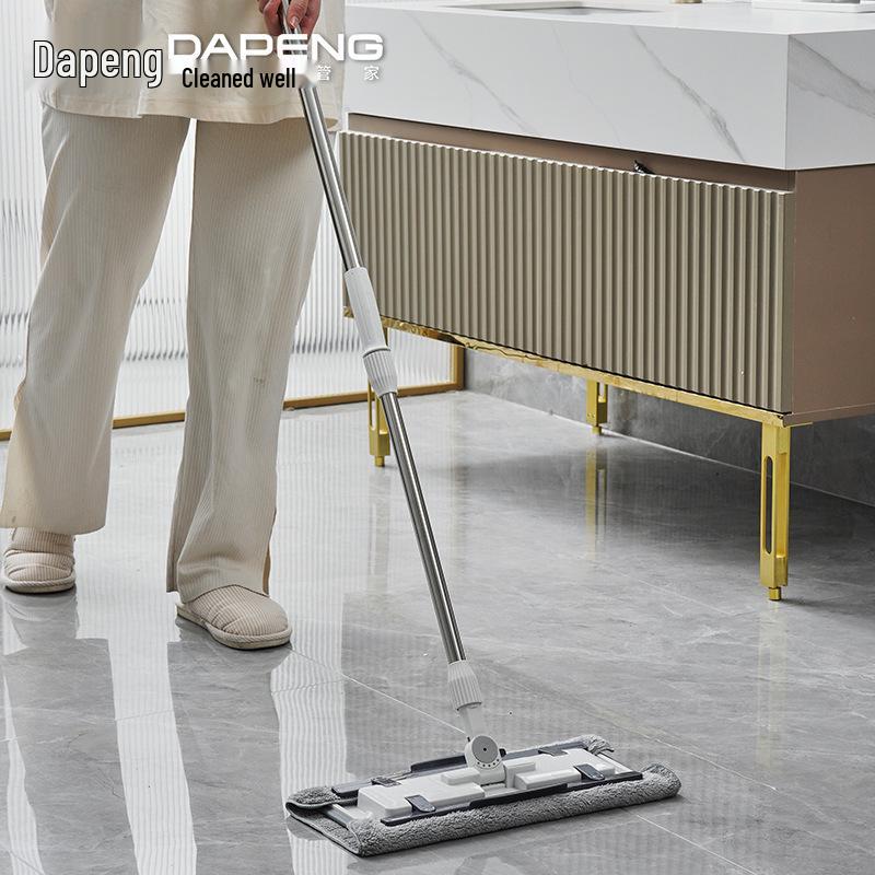 Uncle Dapeng 2026 Large Flat Mop: Home Use, One-Wipe Clean, Tile Floor, Cloth & Paper Clips.