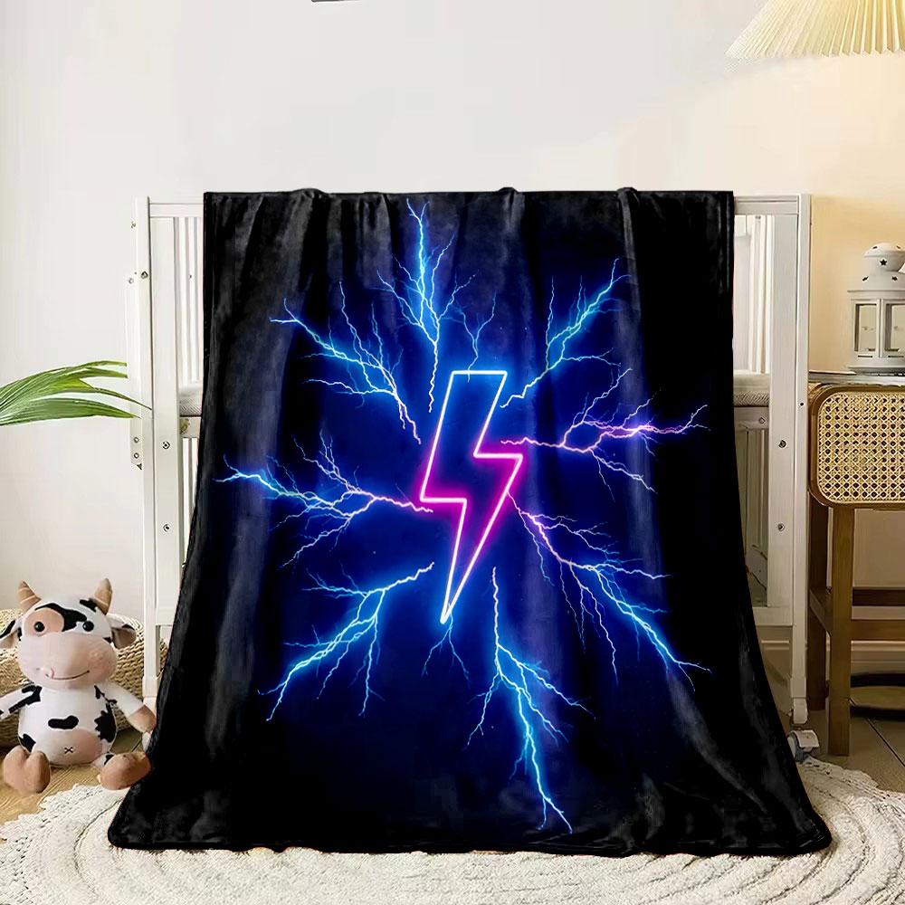 Neon Lightning Bolt Design Print Blanket Soft and Cozy Perfect for the Living Room Bed Sofa or a Nap,gift