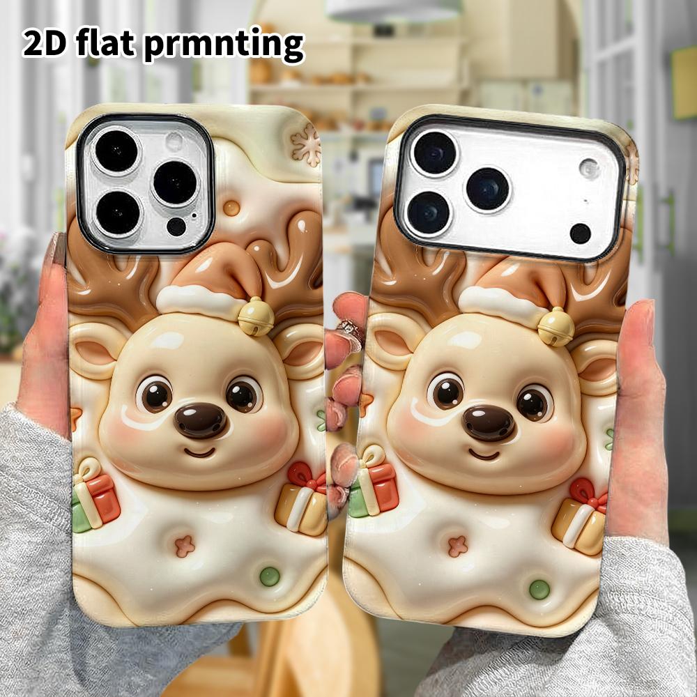 Phone Case: 2D Flat Design Suitable for iPhone 18 17 16 15 14 13 Pro Protective Case, Christmas Reindeer, Perfect Holiday Gift for Christmas and Hallo