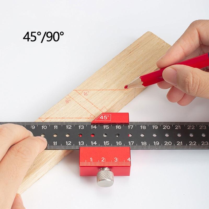 Aluminum Alloy Magnetic Line Limit Ruler Lightweight Marking Gauge Metal Square for DIY Projects & Hardware Installation