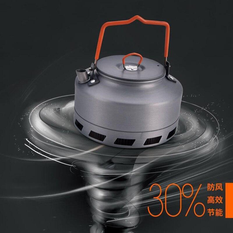 1.1/1.6L Outdoor Camping Hiking Portable Kettle Collector Heat Ring Coffee Water Kettle Teapot Windproof Camping Cookware