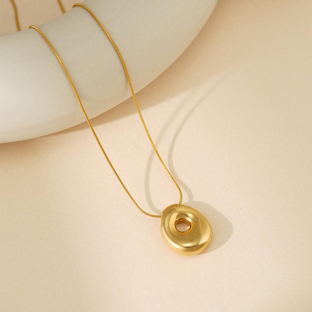 CARLIDANA Initial Stainless Steel Women Gold Plated Bubble Balloon Letter Personalized Round Snake Chain Chunky Necklace