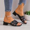 Fashion Women's Fashion Large Size Slippers Summer New Square Head Hollow Breathable Soft Bottom Temperament Low Heel Sandals