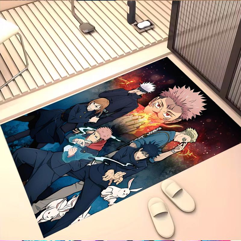 Jujutsu Kaisen Print Rug, Washable Floor Carpet, For Entryway Dorm Laundry Room Office Study, Home Decor Birthday Christmas Gift