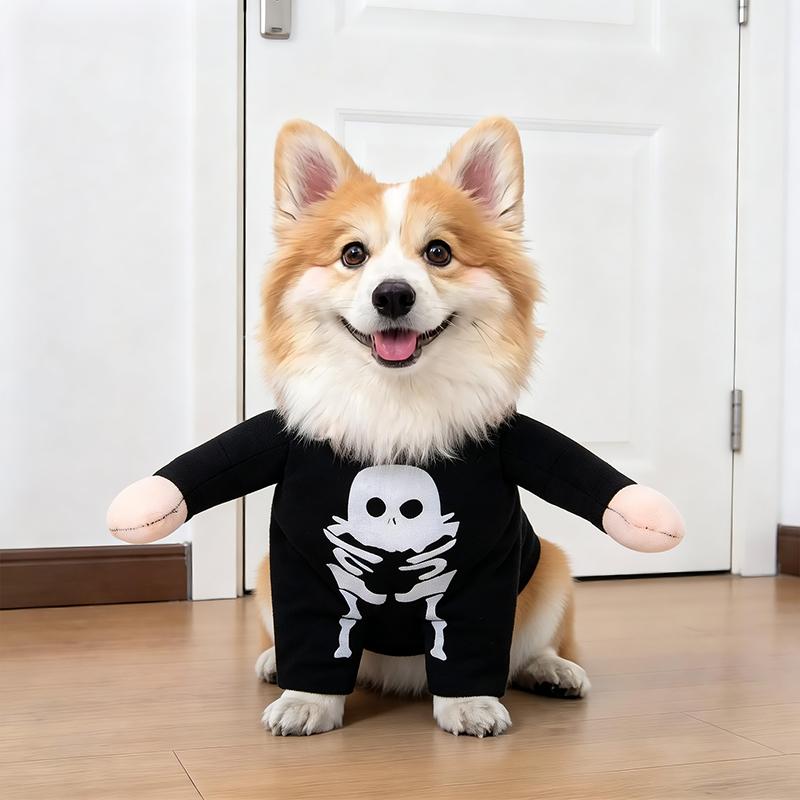 Funny Halloween Pet Dog Cosplay Costume with Wig & Foam Toy Knife, Cute Transformed Outfit for Small Medium Dogs Holiday Party