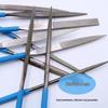 Titanium-Plated Diamond Needle File Set: Flat, Round, Bevel & Triangle Files for Metal Grinding.