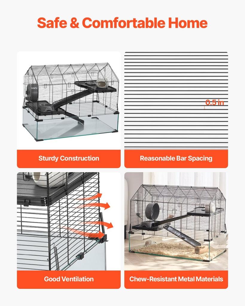 Wire Hamster Cage Habitat 29.5in Rodent Gerbil Small Animal House