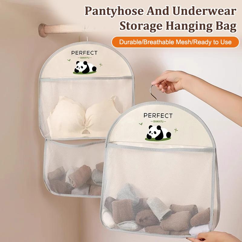 1/2/3 Layer Breathable Visible Storage Mesh Hanging Bag Socks Underwear Bag Wardrobe Organizer Toy Doll Large Bag With Hook