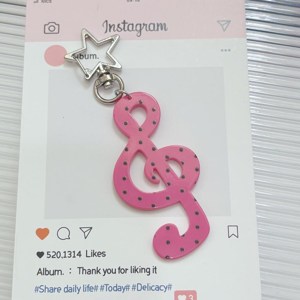 Fashion Vintage Keychain Organizer Retro Polka Dot Striped Music Note Star Bag Charm Cute Ins Keyring Holder Cute Funky Gift