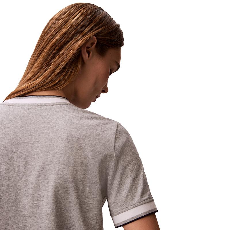 Calvin Klein Casual Commuting Embroidered Cotton Color-Blocked Trim Round Neck Short Sleeve T-Shirt Women tops 47F226G