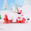 2/4 Stück Weihnachtshaus Schneeszene Dekoration Bonbonrot Kuchenhaus Ornament Kunstharz Handwerk Geschenk