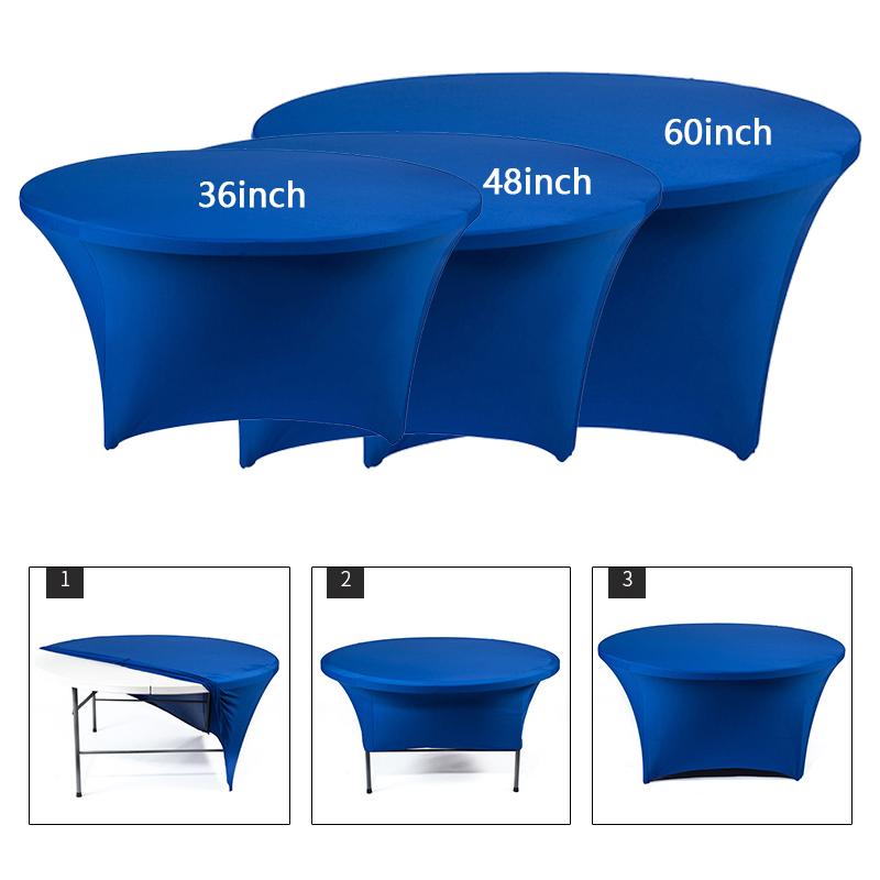 1PC Table Cover Solid Color Table Mat Round Tablecloth Elastic For Cocktail table Party Supplies