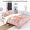 3Pc Imitation 3D Pink Rose Print Coreless Bedding Set Soft And Comfortable Bedroom Dormitory Multiple Sizes Machine Washable