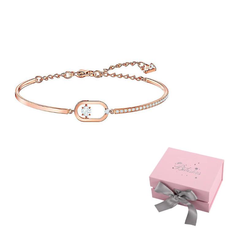 Swarovski Sparkling Dance Bracelets Womens Rose Gold F (One Size Fits All)-Pink bow gift box розового золота