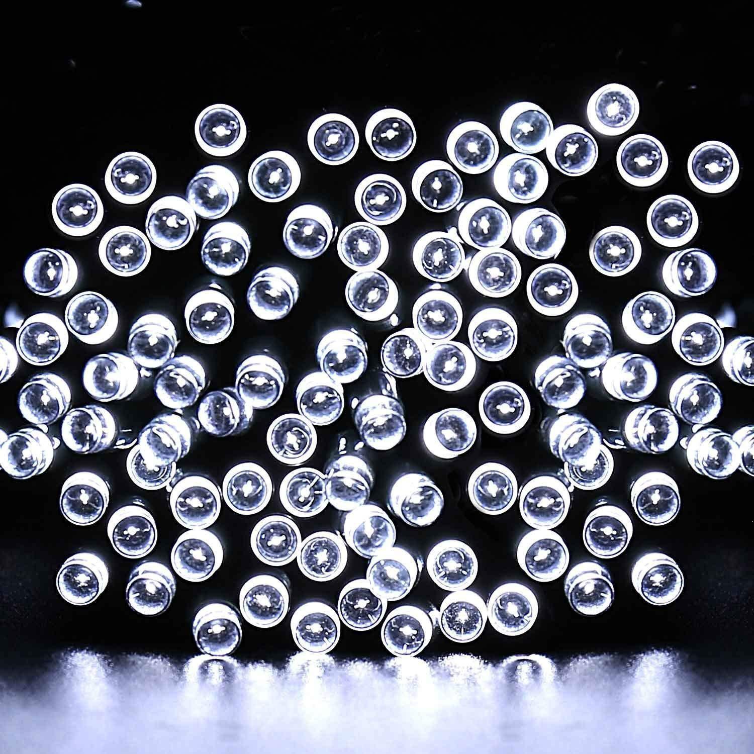 Solar String Lights with Remote Control - LED Christmas Decorations, Outdoor Camping, Waterproof 5m 20 lights белый