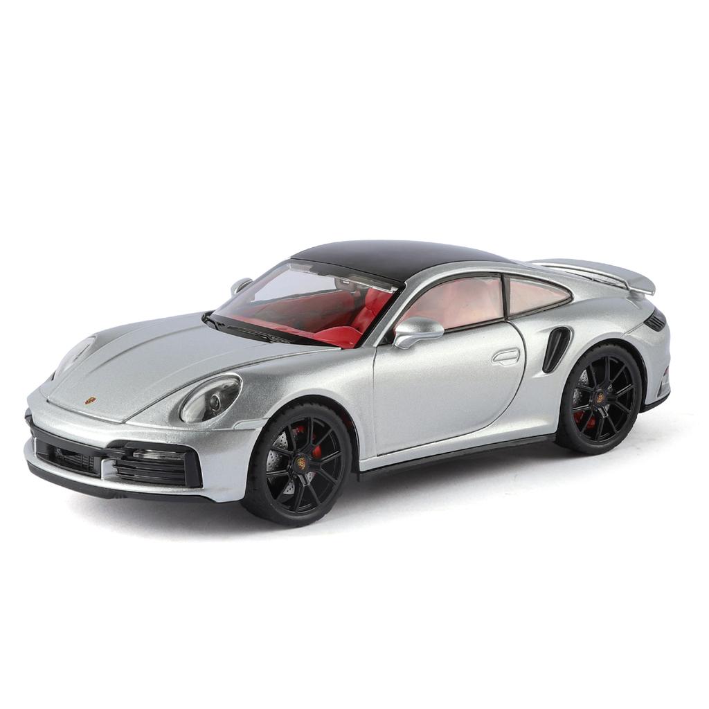 1/24 Porsche 911 Turbo S Diecast Alloy Metal Toy Car Miniature Model Pull Back Sound & Light Doors Openable Collection Gift Boy