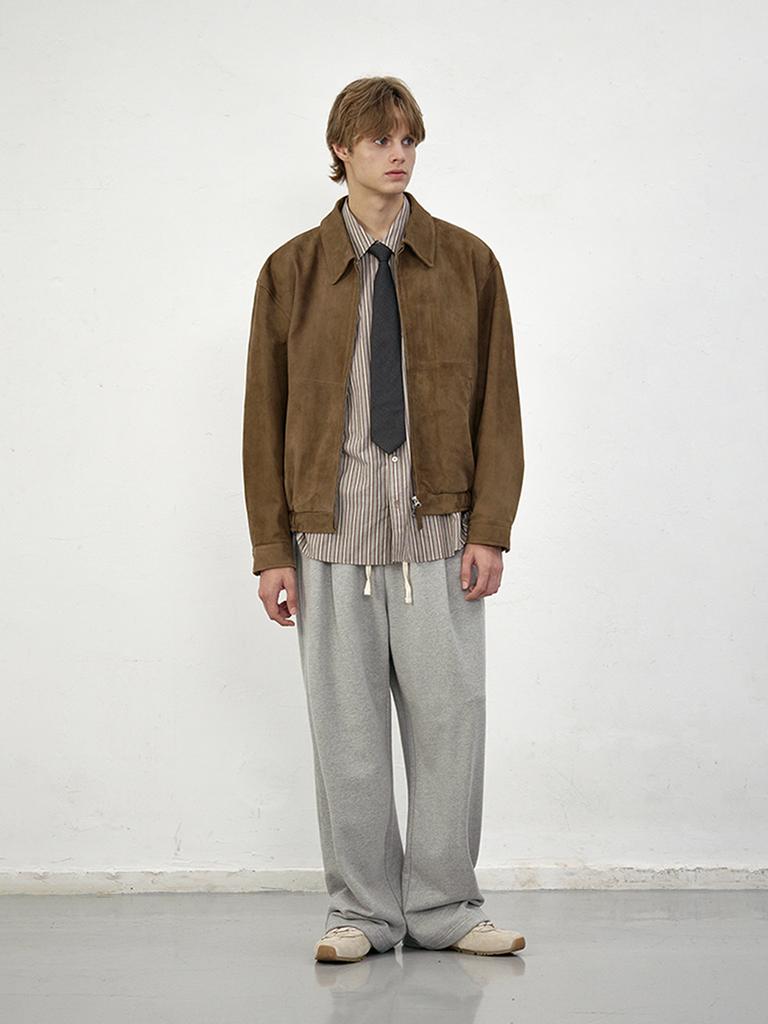 Deonseuteupomaen Leather Logo Wide Sweat Pants_Unisex_Udpa6A102_Melange Gray