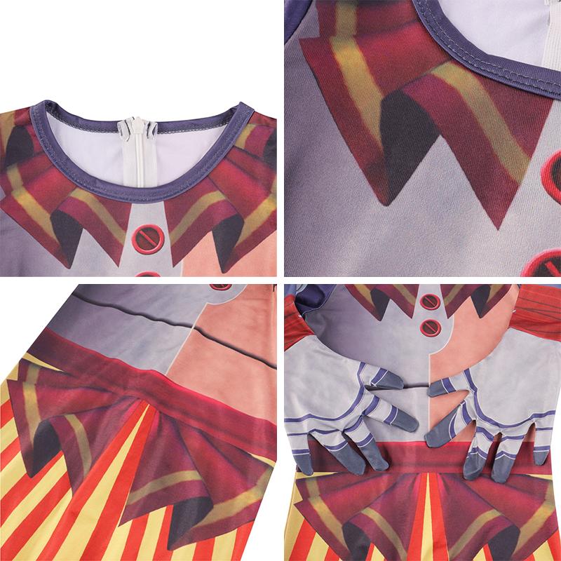 Fnaf Sundrop Clown Cosplay Clothing Boys Girls Bodysuit Mask Party Jumpsuit