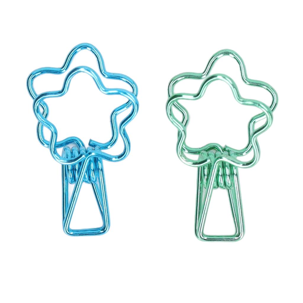 100 Pcs  Clips Hollow Cute Flower Shape Sturdy Metal Small  Clips for Office Documents A
