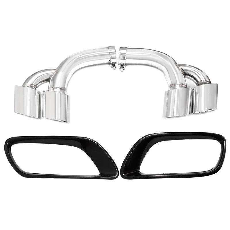 Compatible BMW X6 E71 (09-13) Quad Exhaust Upgrade: Black Stainless Steel Tail Pipes.