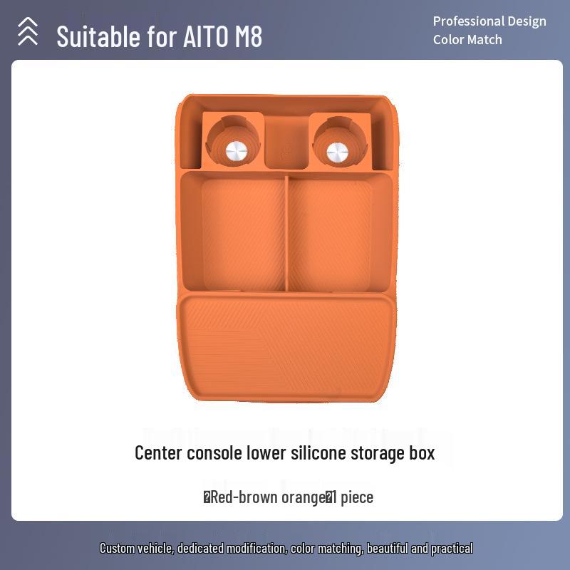 AITO M8 Center Console Silicone Storage Box - Fits 26 Models, Decorative Car Interior Accessory