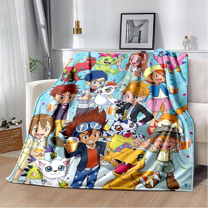 Cartoon Digimon Adventure Monster Soft Plush Blanket,Flannel Blanket Throw Blanket for Living Room Bedroom Bed Sofa Cover Child