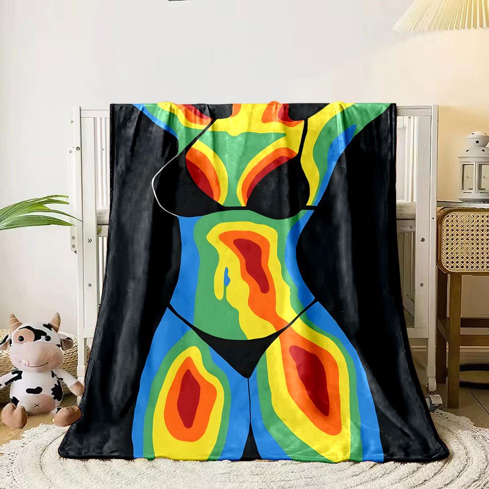 Thermal Imaging Body Print Blanket Bedroom Blanket for Livingroom Couch Lunch Break Soft Throw for Friend's Festival Gift