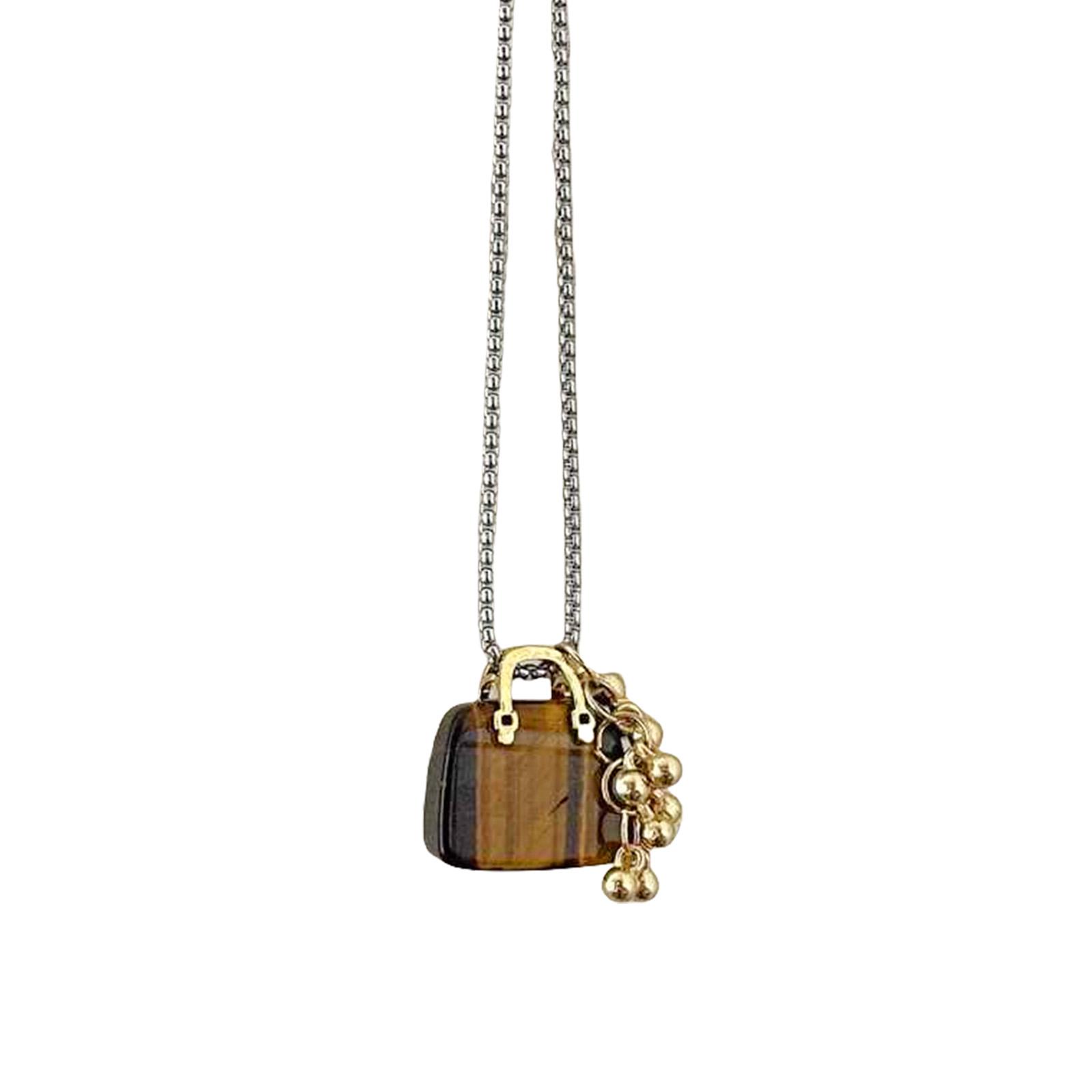 

Crafted French Retro Bag Necklace Colorful Alloy Jewelry Winter Fashion Gift Addition 1 коричневый