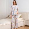 1011 new cotton pajamas women's summer thin five-quarter sleeve trousers loose large size high-end comfortable loungewear