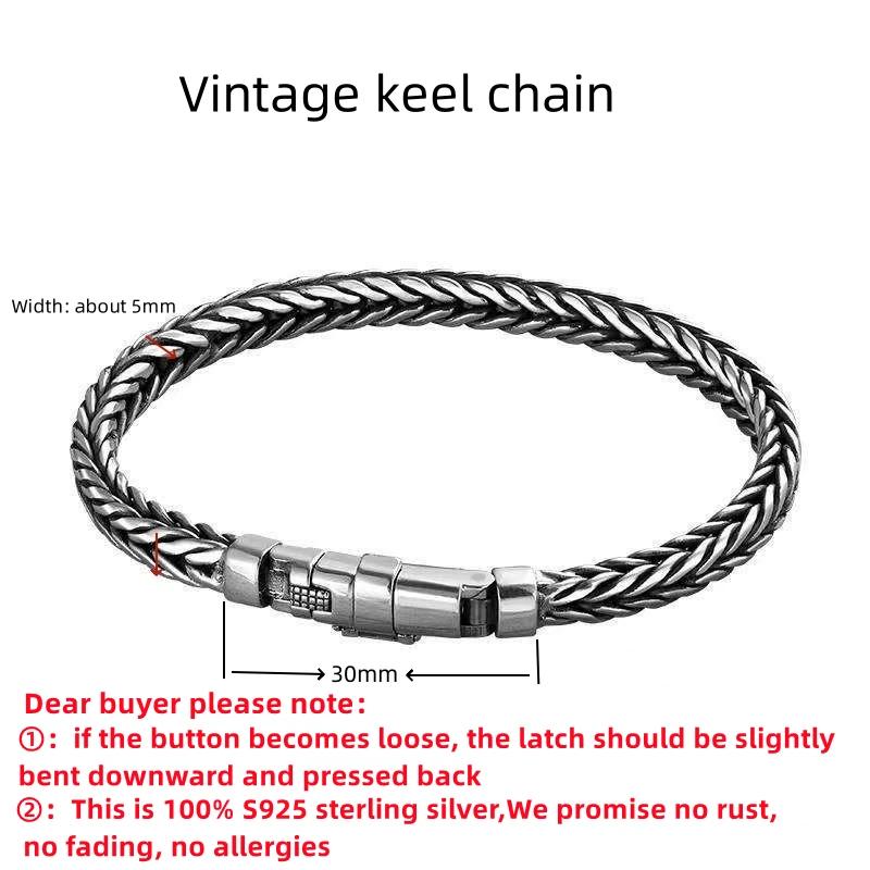 S925 Sterling Silve Twisted Bracelets For Men Hip Hop Handmade Exquisite Unique Fashion Jewelry Gift Factory Price