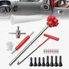 Valve Core Removal Tool 23Pcs Tire Stem Set, Quick Change Installer Kit with TR413/TR414 Stems, 4-Way for Cars Motorcycles Dual-head