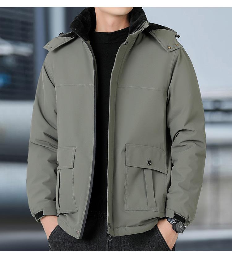 Fashionable and versatile Men's Thickened Warm Winter Jacket - Wrinkle Resistant Lightweight Soft and Cozy Long Sleeve Down Jacket
