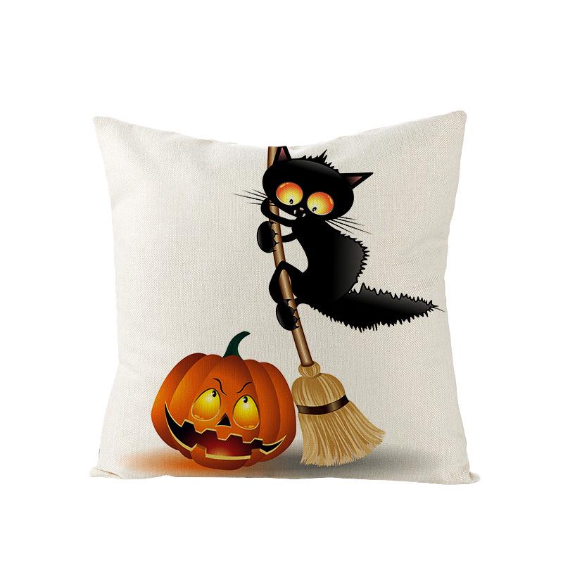 Halloween Pillowcase New Pumpkin Black Cat Series Sofa Cushion Waist Pillowcase Home