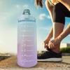 Straw Bottle Leakage Proof Frosted Gradient Color One Click Open Sports Water Cup with Handle Clear Scale 2000ml Light Green
