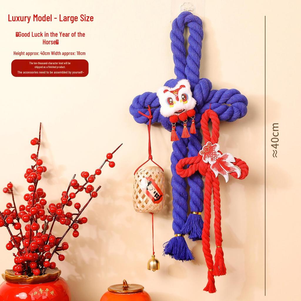 2026 Year of the Horse Spring Festival Chinese Knot Door Hanger - Wanzi Knot Ornament for Festive Atmosphere